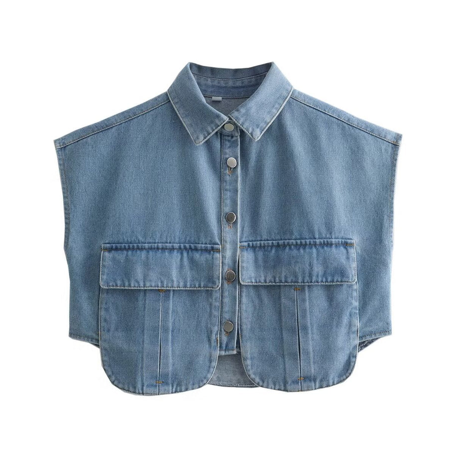 Damen ärmellose Utility-Bluse mit Taschen WW