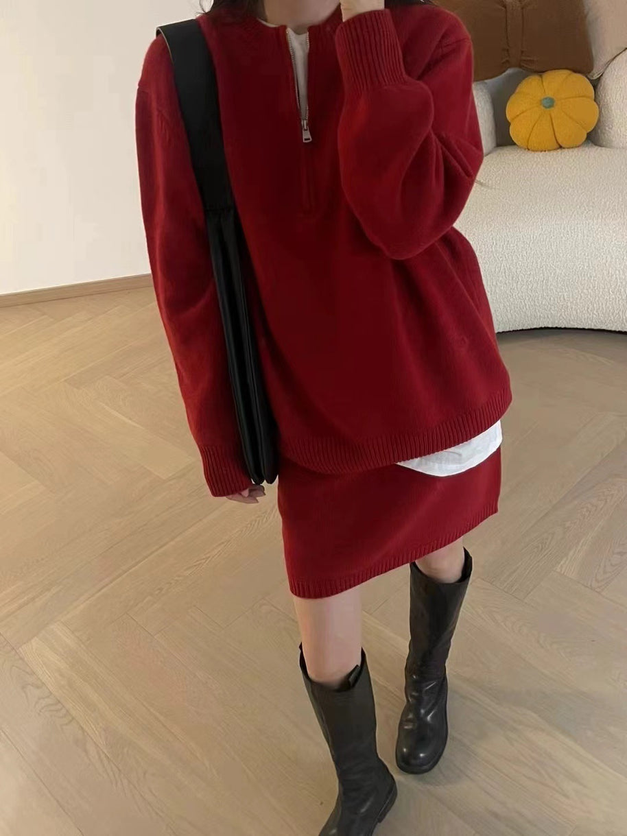 Damen Strickpullover mit modernem Schnitt und dekorativem Reißverschluss WW