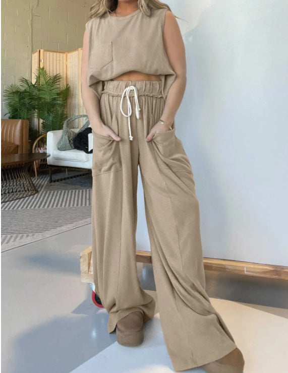 Femme Cozy Two-Piece Lounge-Set mit hochtaillierten Hosen WW