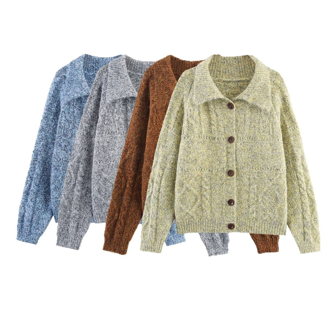 Damen Strickjacke mit schickem, weichem Stoff und dekorativen Knöpfen WW