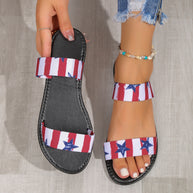 Damen bequeme Zehentrenner-Pantoletten mit breitem Riemendesign und rutschfester Sohle WW