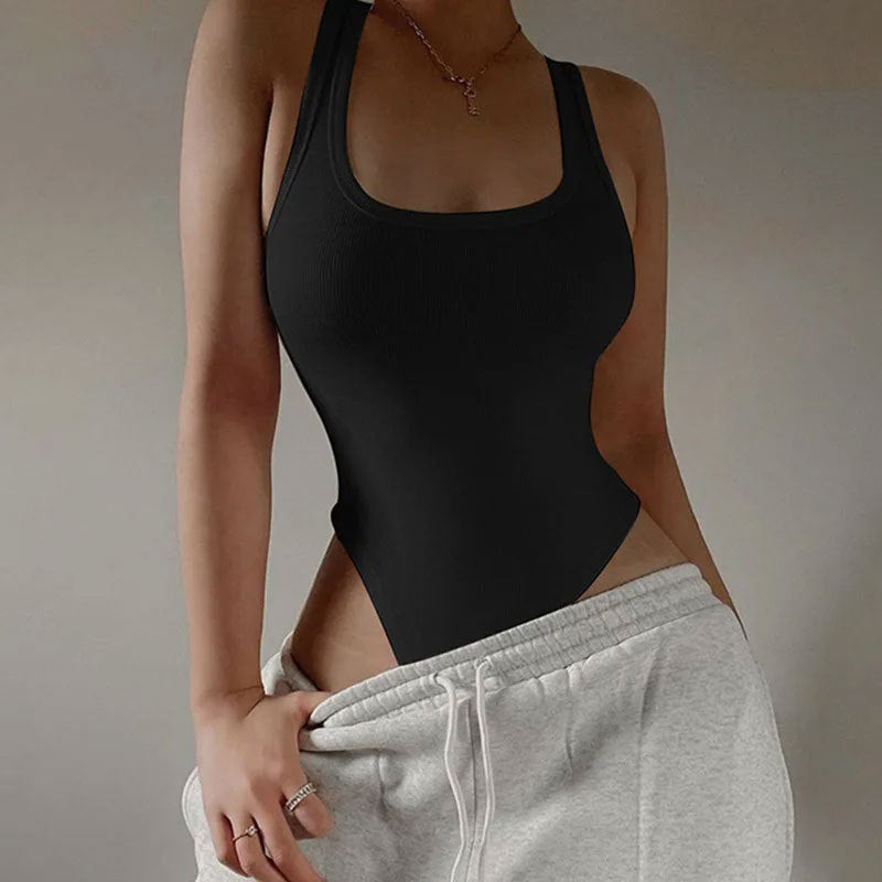 Damen Sportlicher Body mit tiefem Ausschnitt und hohem Beinausschnitt WW