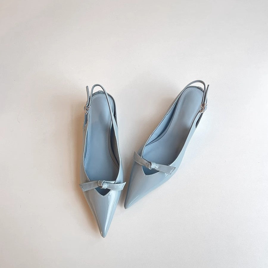 Damen Slingback Ballerinas mit spitzer Zehenpartie und dekorativem Bogen WW