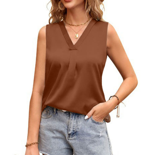 Damen Seidiger V-Ausschnitt Blusentop WW