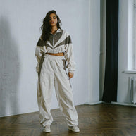 Damen Sportliche Freizeitjacke und weite Hose Set WW