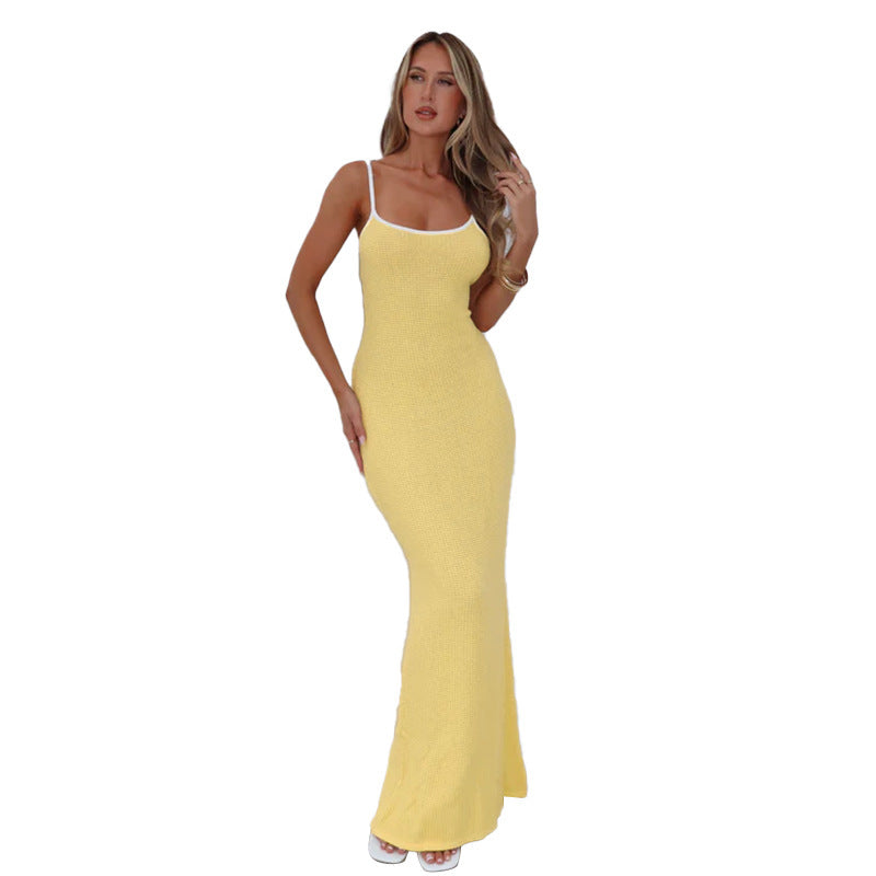 Damen figurbetontes Maxikleid mit feinem Rippstruktur-Design W&W Mode