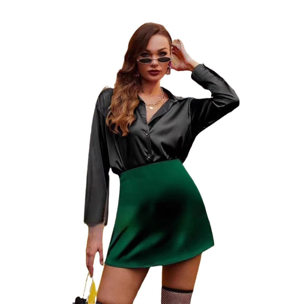 Damen Satin Minirock mit elegantem Schnitt und fließendem Fall WW