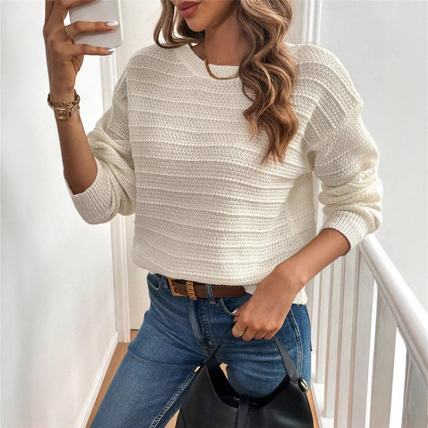 Damen Strickpullover mit V-Ausschnitt und dekorativem Schleifenelement WW