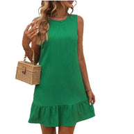 Damen Sommerliches Minikleid mit Rüschensaum WW