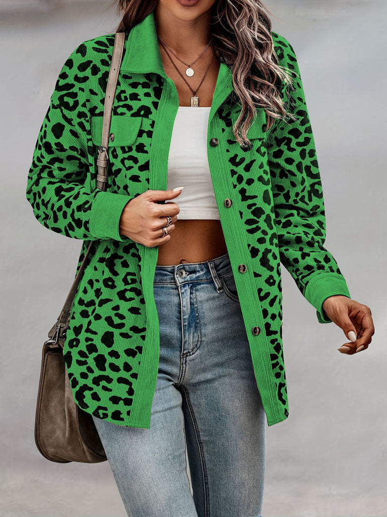 Damen modische Leoprint Overshirt WW