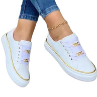 Damen Sneakers mit modischem Satin-Obermaterial und eleganten Goldakzenten W&W