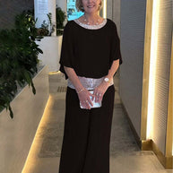 Damen elegante Jumpsuit mit schimmerndem Taillenbund WW