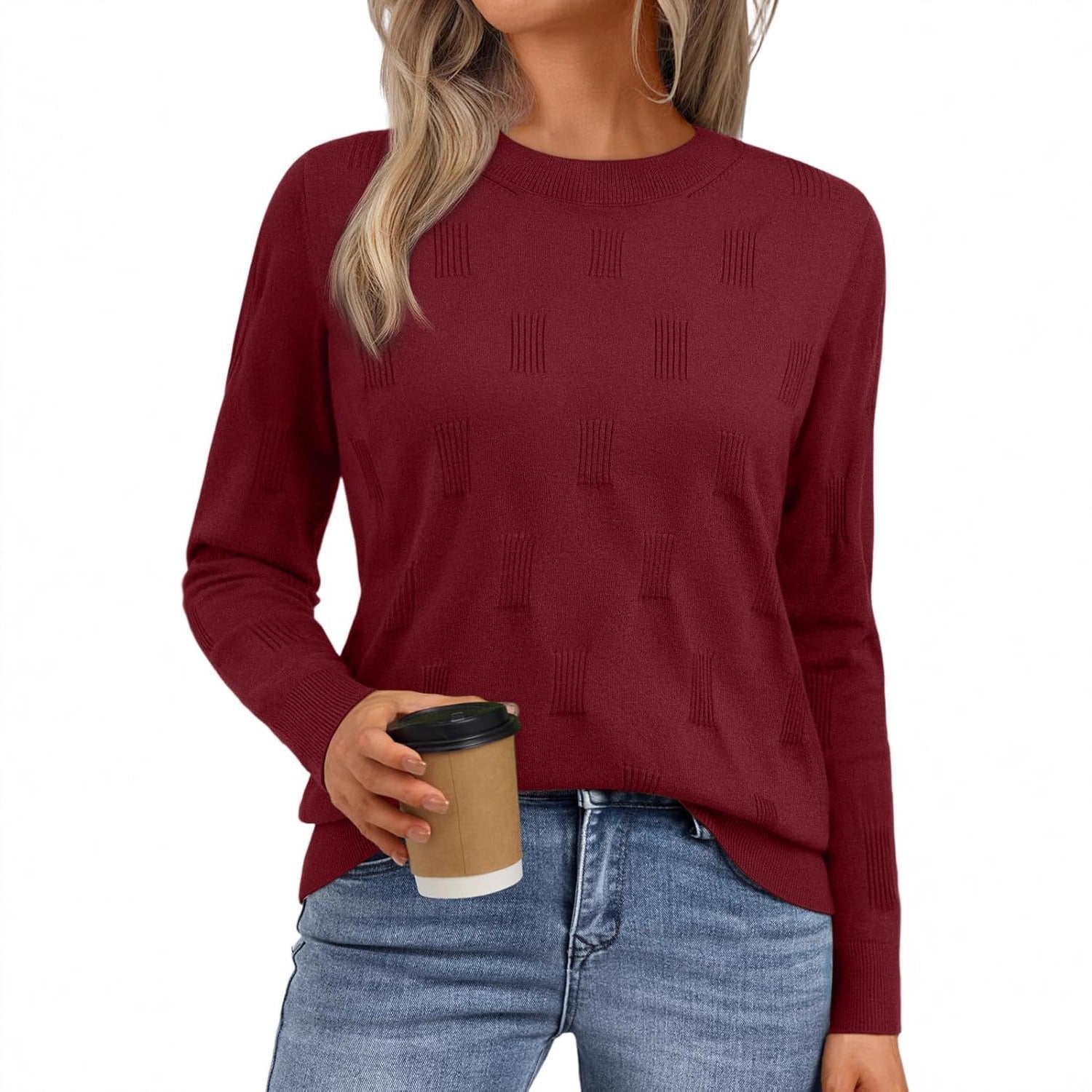 Damen Strickpullover mit strukturiertem Muster und lässigem Schnitt WW