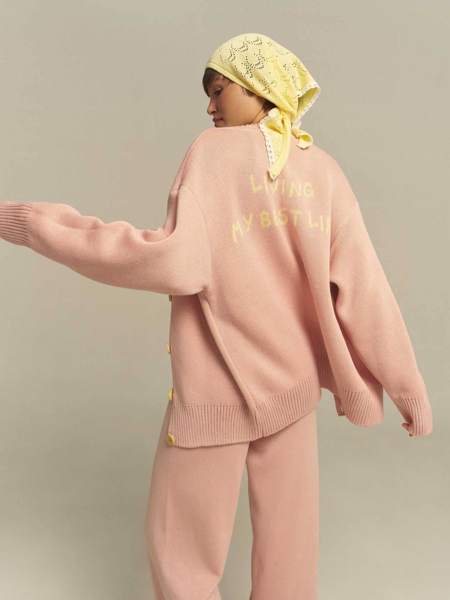 Damen bequemer Oversized-Pullover und lässige Palazzohose Set WW