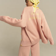 Damen bequemer Oversized-Pullover und lässige Palazzohose Set WW