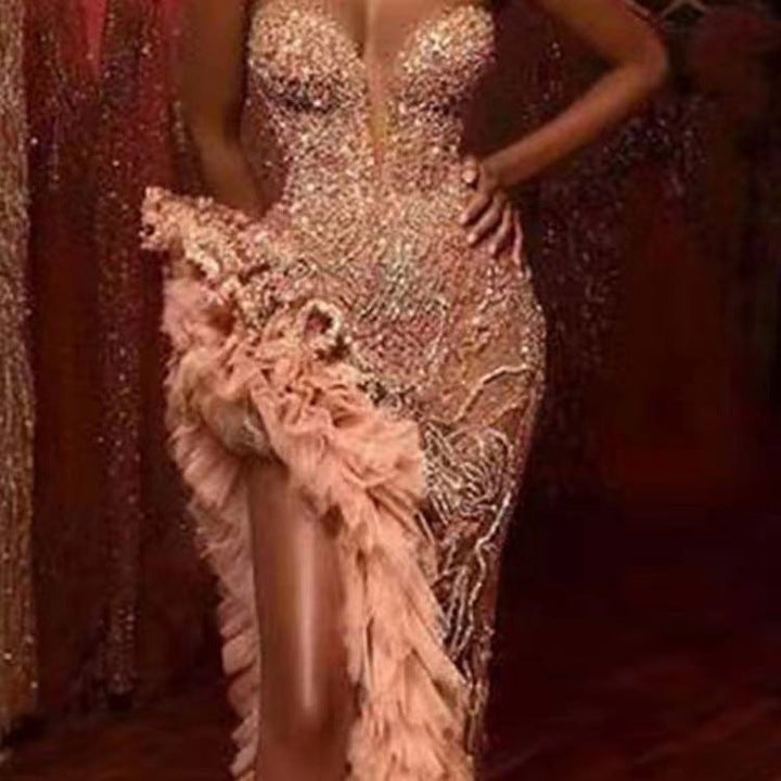 W&W Mode | Gold Silhouette Temperament Pendel Paillettenkleid