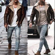 Herren Lederjacke mit schickem Kunstfellkragen WW