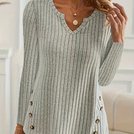 Damen Strickoberteil mit Knopfdetails und V-Ausschnitt WW