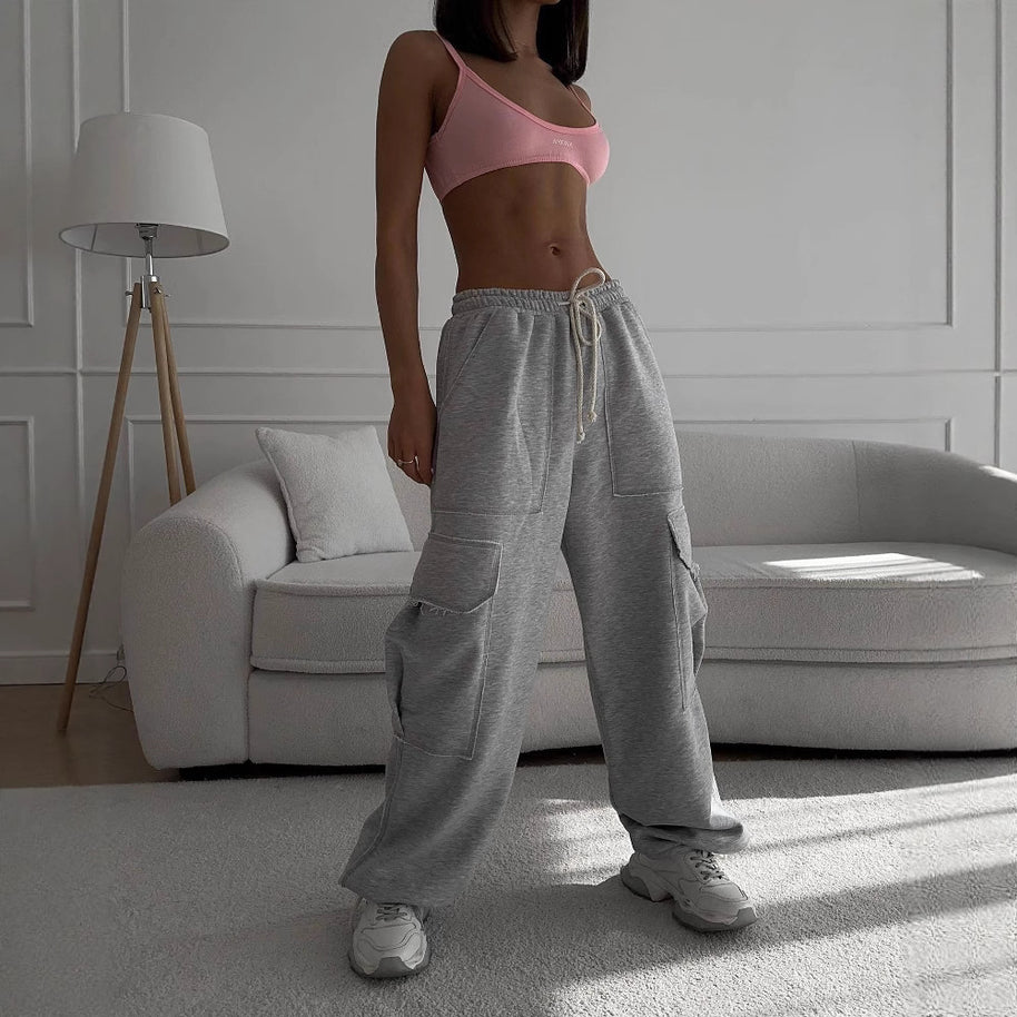 Damen Cargo-Hose mit weitem Schnitt und elastischem Bund WW