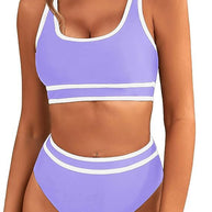 Damen Sportliches Bikini-Set mit breiten Trägern und hohem Schnitt WW
