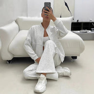 Damen Sportliches Fleece-Set mit durchgehendem Reißverschluss WW