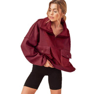 Damen Sportlicher Fleece-Pullover mit Reißverschluss und Tasche WW