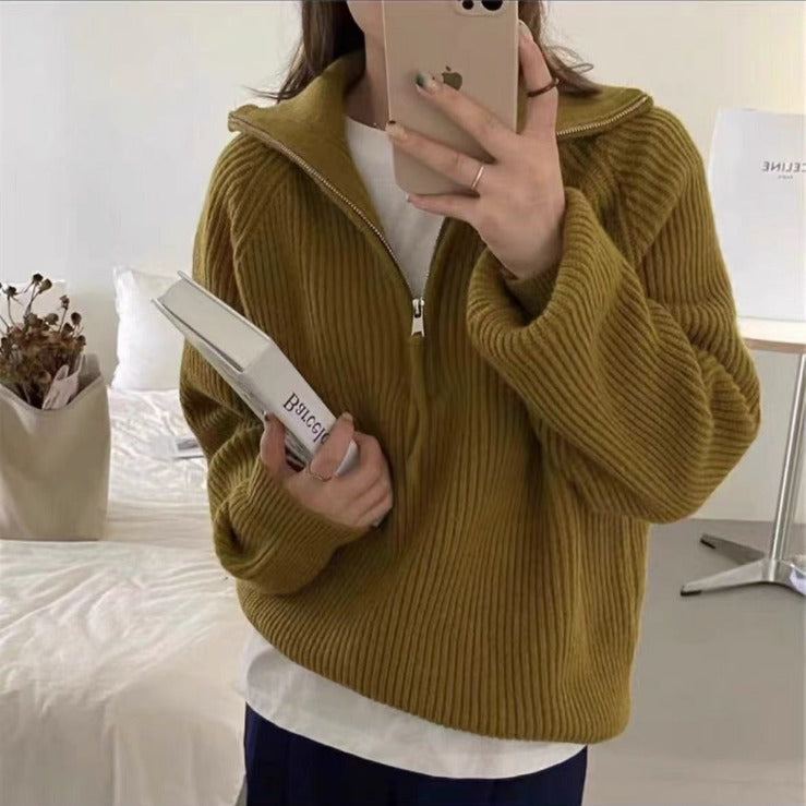 Damen kuscheliger Hoodie mit hochschließendem Reißverschluss WW