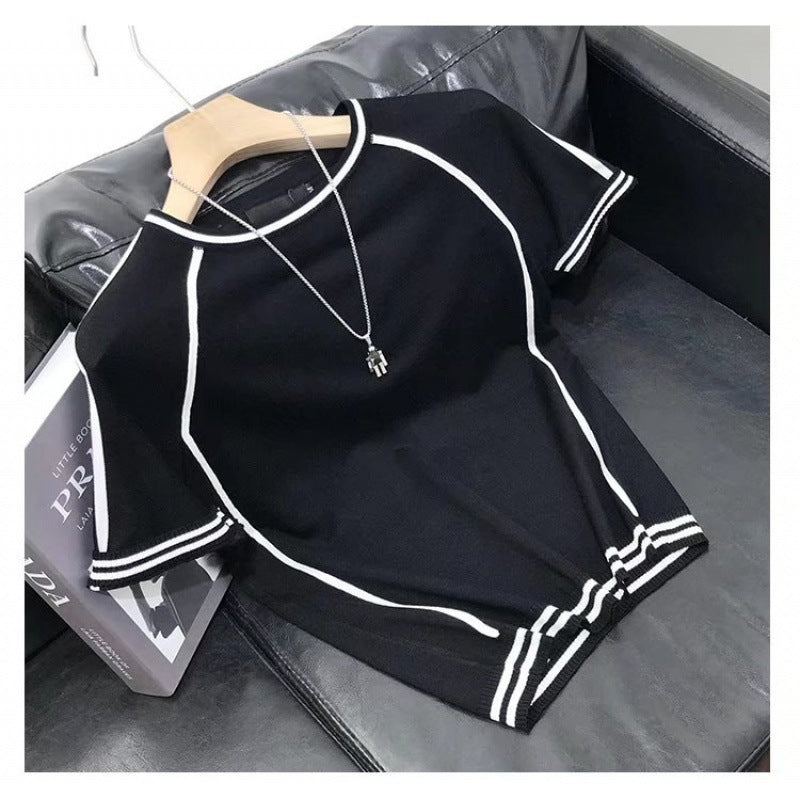 Damen Sportliches Kurzarm-T-Shirt mit Kontrastnähten WW