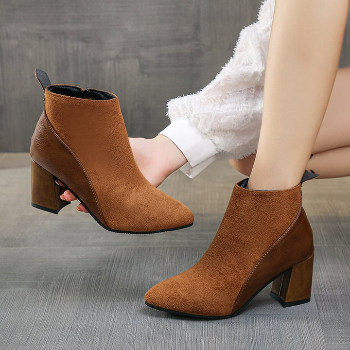 Damen modische und elegante Ankle-Boots mit trendigem Blockabsatz W&W Mode