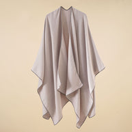 Damen Eleganter Wickelp Poncho aus weichem Wollmix WW