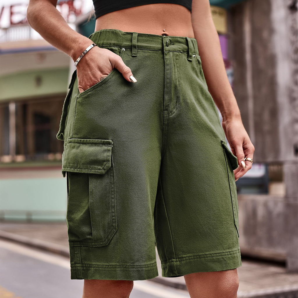 Damen Cargo-Shorts mit elastischem Bund und praktischen Taschen WW