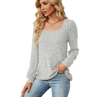 Damen bequemer Pullover mit strukturiertem Feinstrick und weitem Ausschnitt WW