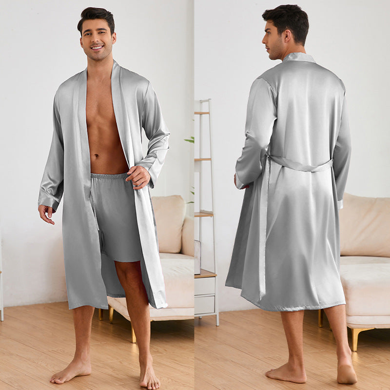 Herren Satin Morgenmantel mit luxuriösem Finish und praktischen Taschen WW