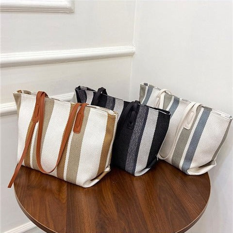Damen Shopper-Tasche mit modernen Streifen und vielseitigem Innenraum WW