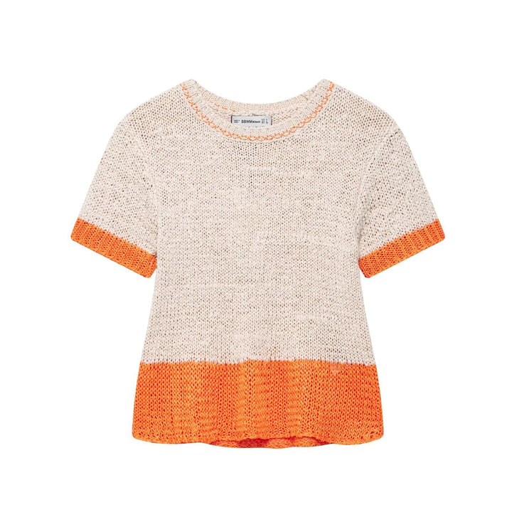 Damen Stricktop mit kontrastierenden Farbakzenten und lockerer Passform W&W Mode