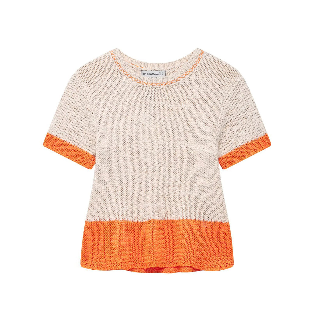 Damen Stricktop mit kontrastierenden Farbakzenten und lockerer Passform WW