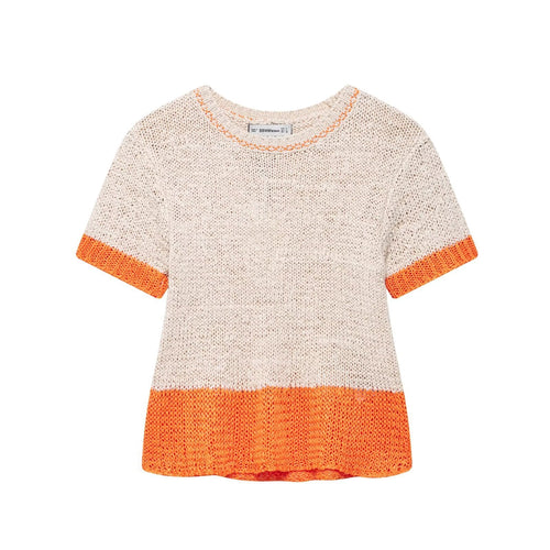 Damen Stricktop mit kontrastierenden Farbakzenten und lockerer Passform W&W Mode