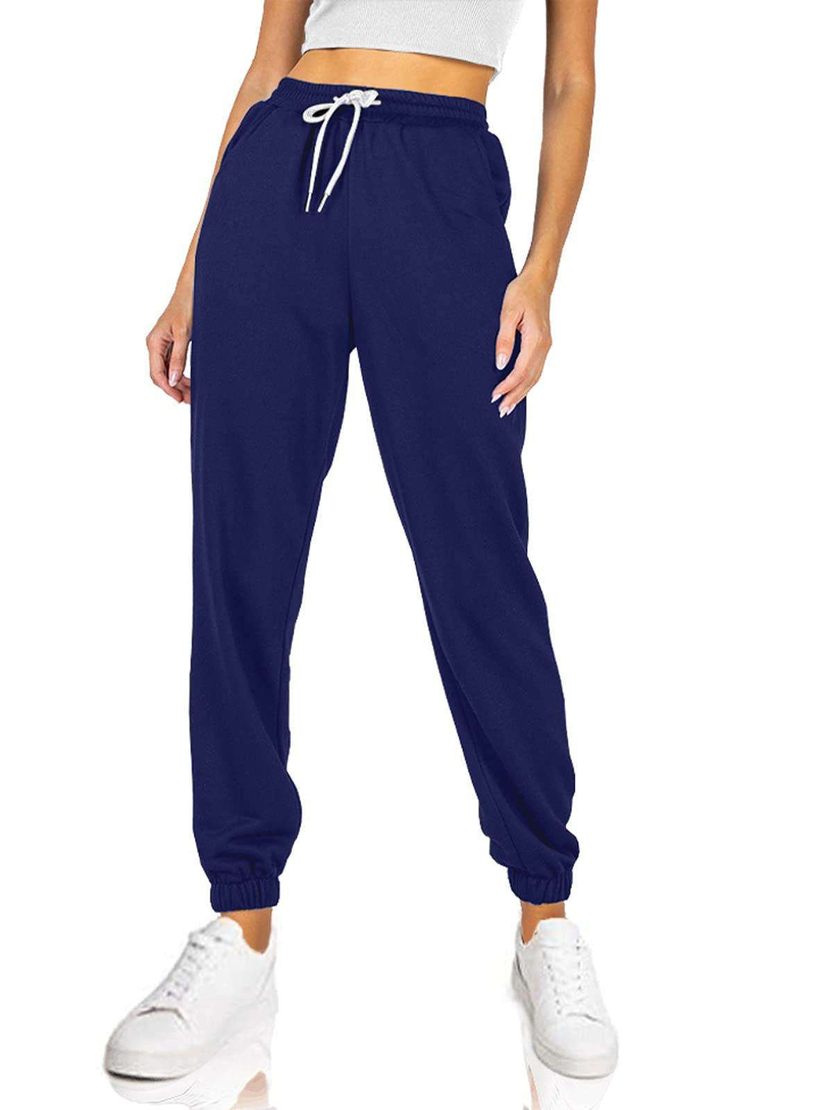 Damen bequeme Sweatpants mit elastischem Bund und Taschen WW
