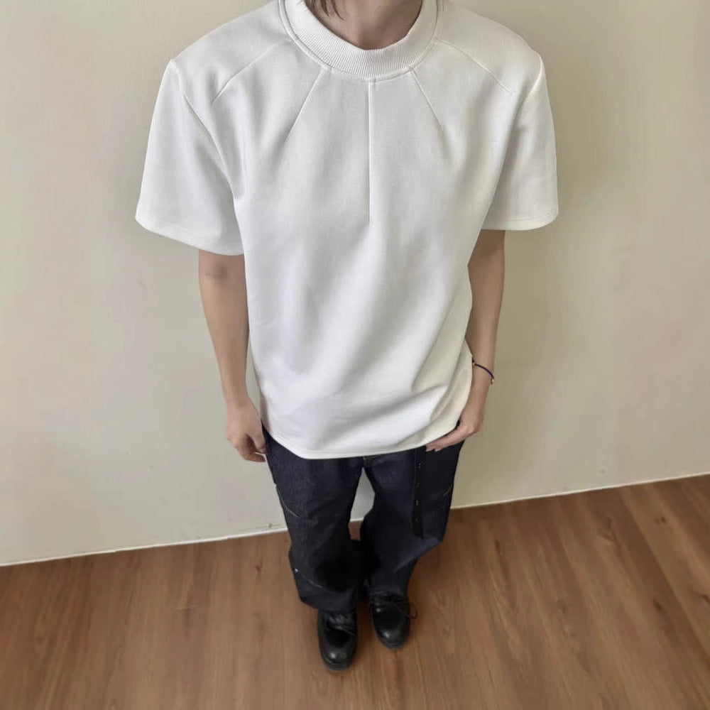 Herren modernes T-Shirt mit hohem Kragen und strukturierter Verarbeitung WW