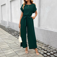 Damen Jumpsuit mit weitem Bein und Taillengürtel WW