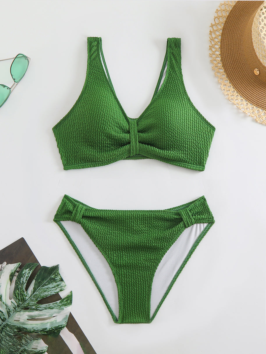 Damen Bikini mit strukturiertem Oberteil und hoher Taille WW