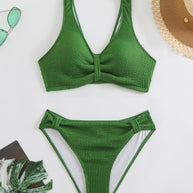 Damen Bikini mit strukturiertem Oberteil und hoher Taille WW