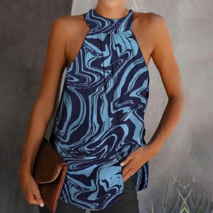 Damen Stilvolles Halterneck Top mit gesmoktem Design WW