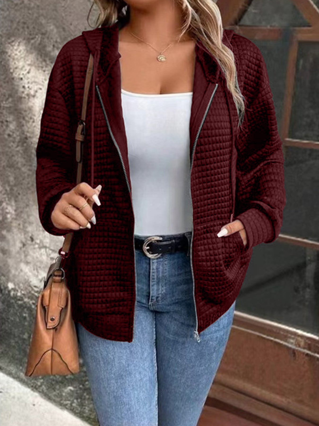 Damen Steppjacke mit Kapuze und Reißverschluss WW