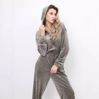 Damen sportlicher Fleece-Jumpsuit mit durchgehendem Reißverschluss WW