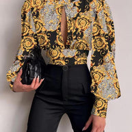 Damen modische Bluse mit grafischem Design WW