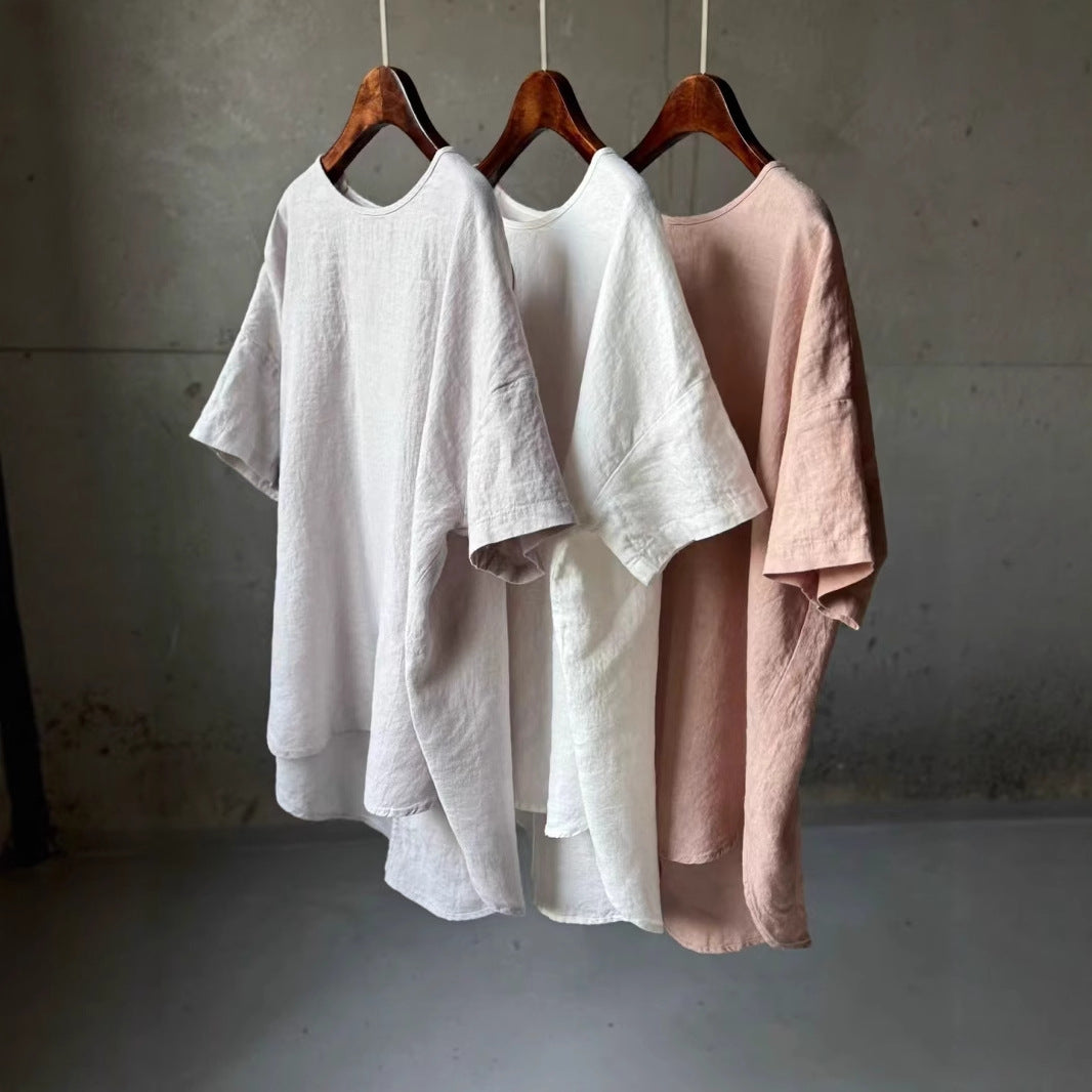 Damen Relaxed Fit Leinen T-Shirt WW