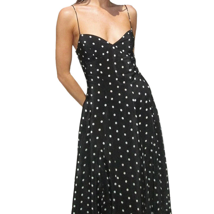 Damen Maxikleid mit zartem Herz-Ausschnitt und verspieltem Punktemuster W&W Mode