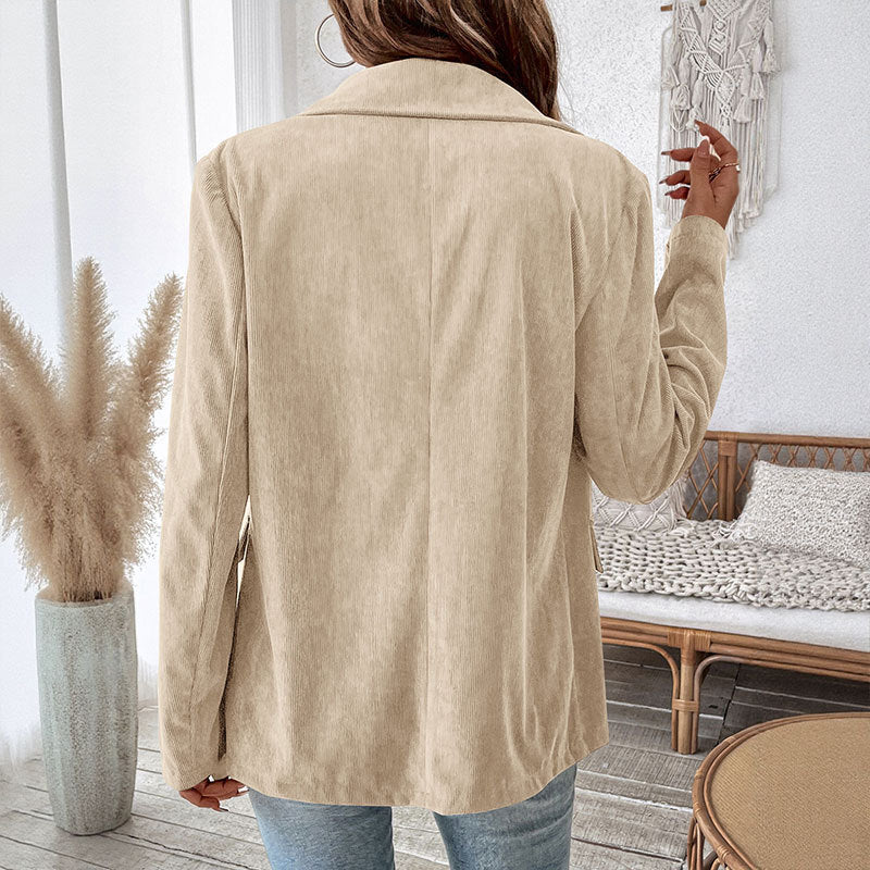 Damen samtiger Blazer mit doppelter Knopfleiste und elegantem Schnitt WW