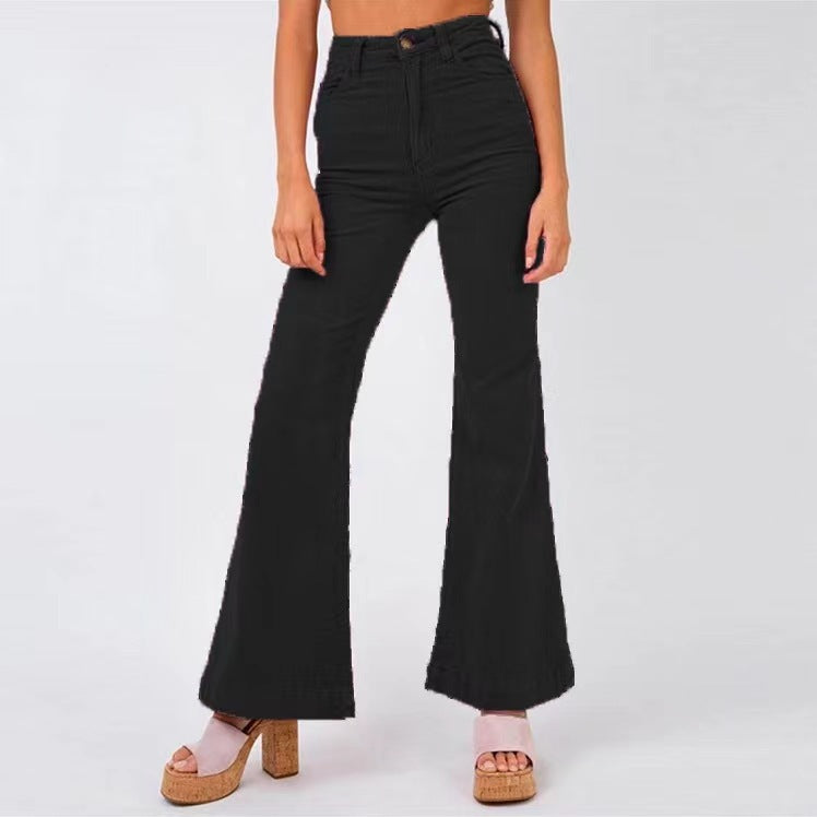 Damen weite High-Waist Flared Jeans WW